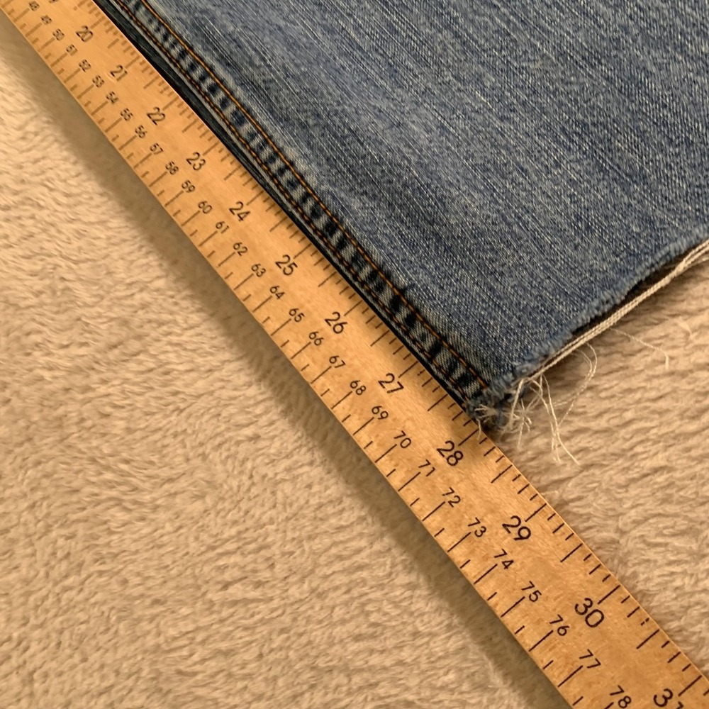 Perry‎ Ellis America Jeans Mens 32x32(32x28) Blue Straight Leg Raw Hem Denim - Picture 8 of 12